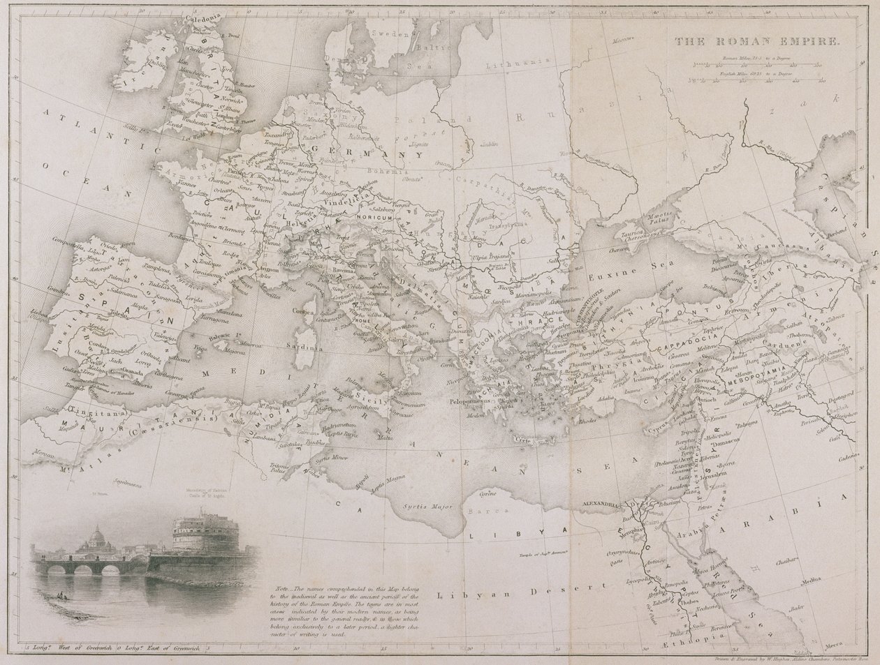 Det romerske imperium, ca.1850 af W Hughes