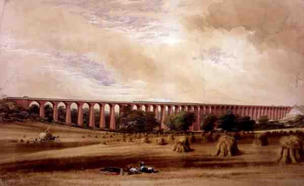 Welwyn Viaduct, ca. 1850 (akvarel på papir) af W. Humber