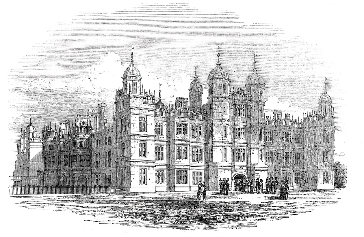 Burghley House - nordfronten, 1844. af W. J. Linton