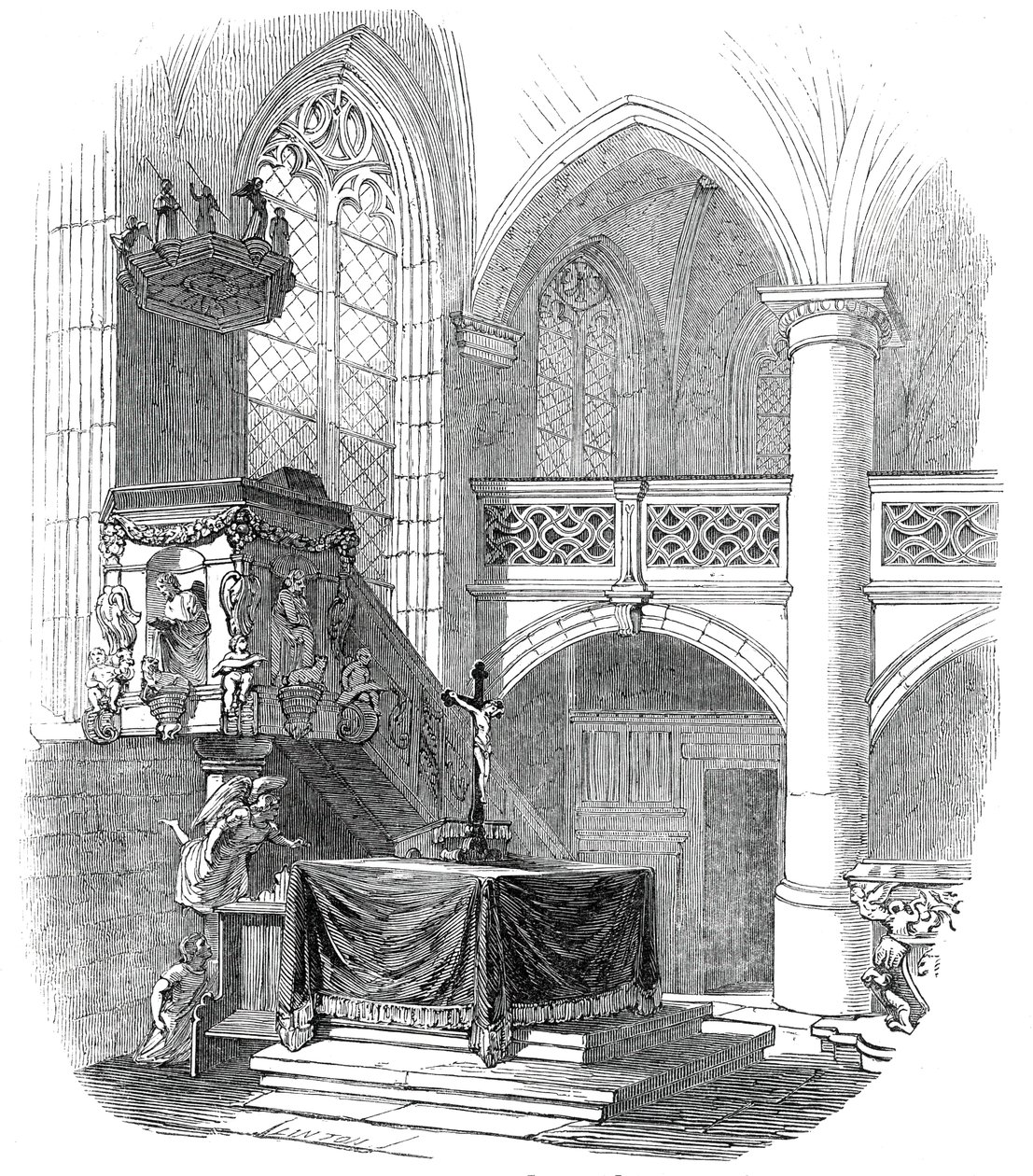 Kapel ved Kalenberg - efter Hans Kongelige Højhed Prins Alberts tegning, 1845. af W. J. Linton