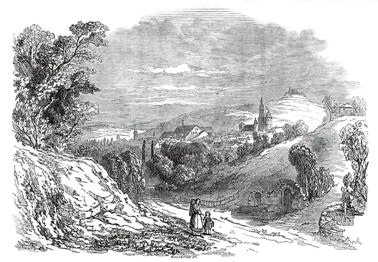 Coburg - fra Hans Kongelige Højhed Prins Alberts tegning, 1845. af W. J. Linton