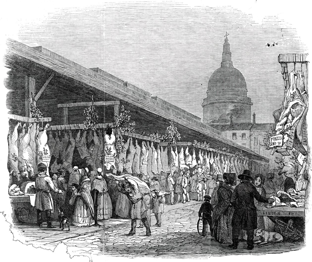 Newgate Market, juleaften, 1845. af W. J. Linton
