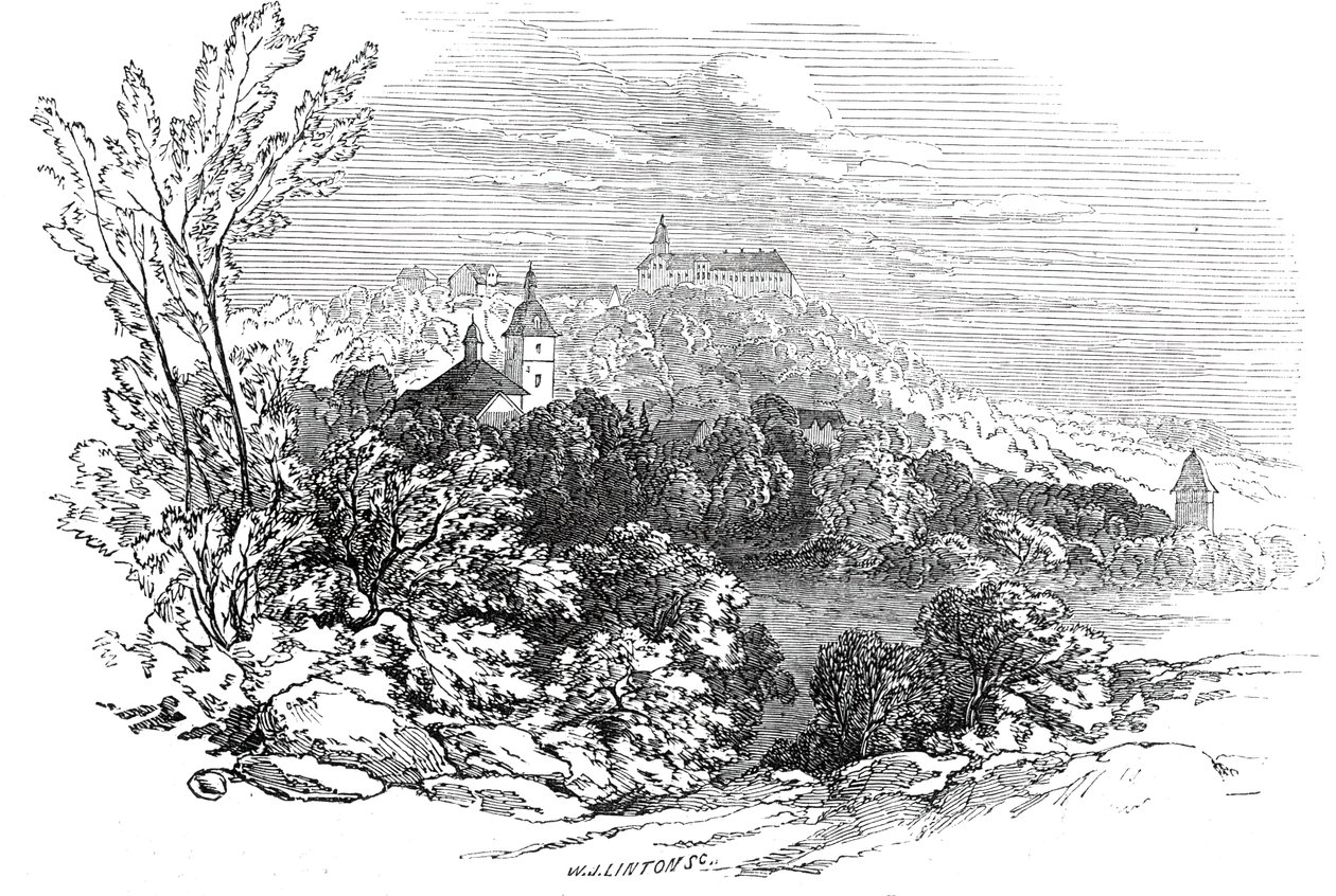 Slottet i Molsdorf - efter Hans Kongelige Højhed Prins Alberts tegning, 1845. af W. J. Linton