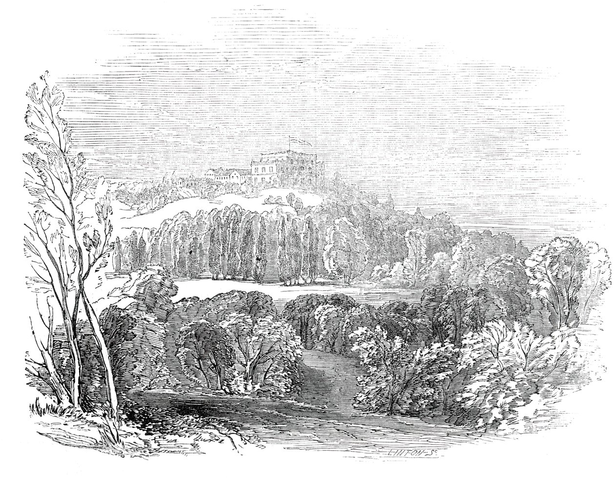 Sommerpaladset i Würtemburg - efter Hans Kongelige Højhed Prins Alberts tegning, 1845. af W. J. Linton