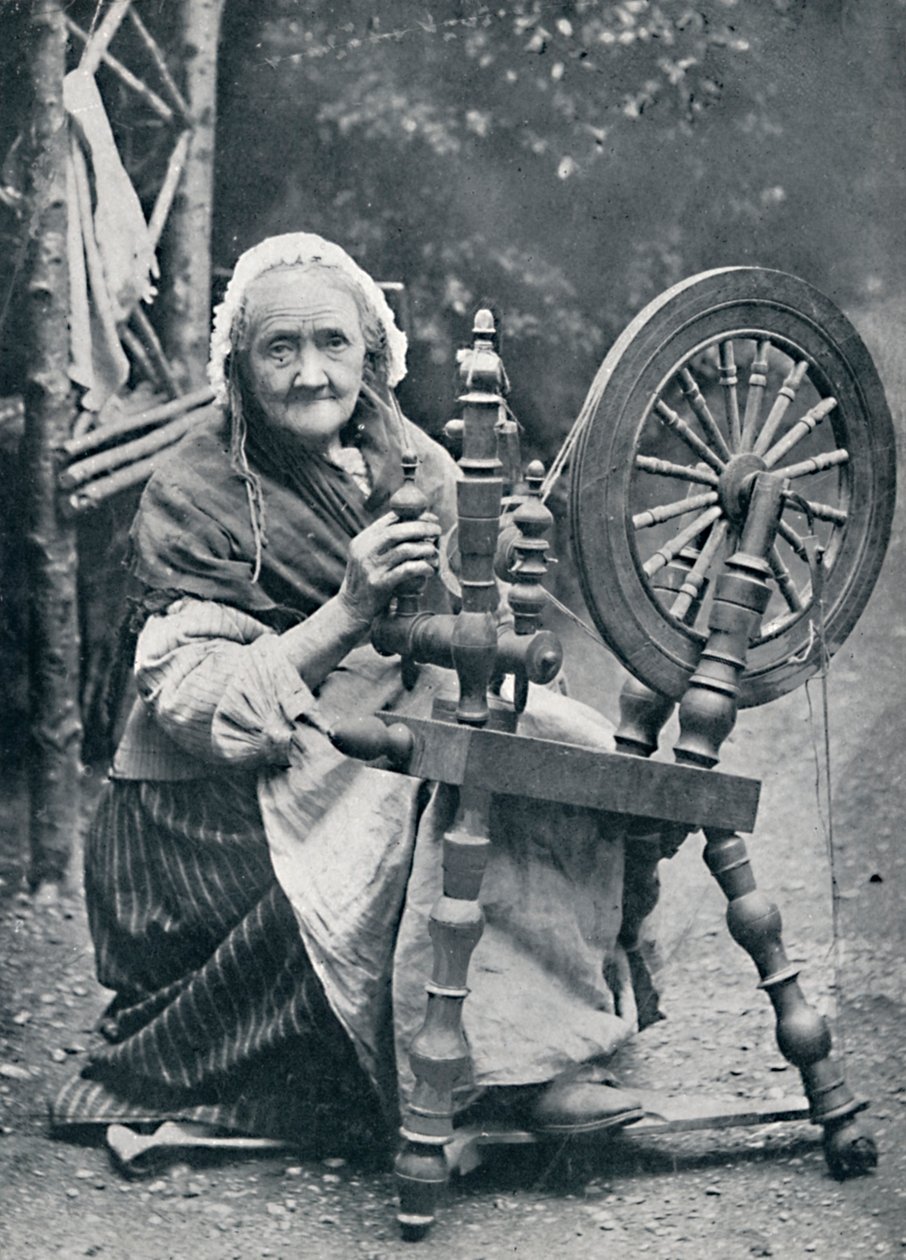 En gammel irsk kvinde ved sit spindehjul, 1912 af W. Lawrence