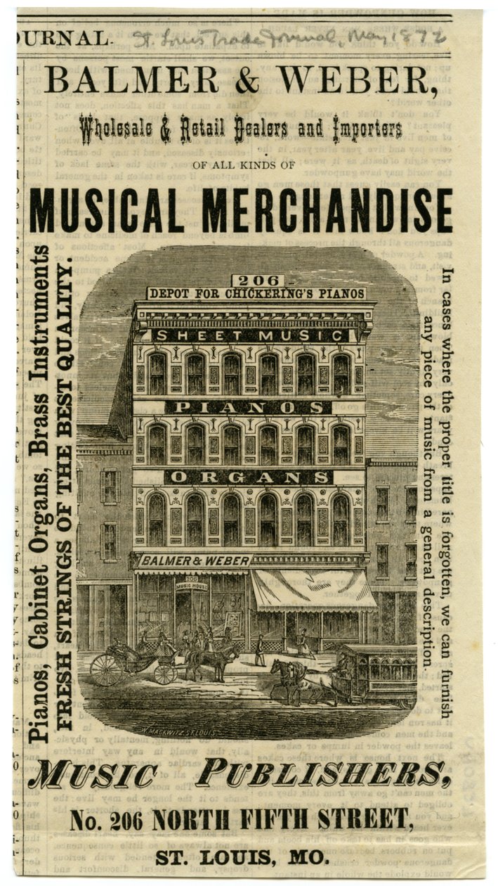 Balmer og Weber Engroshandel og detailhandlere og importører af musikalske varer, 206 North Fourth Street. af W. Mackwitz