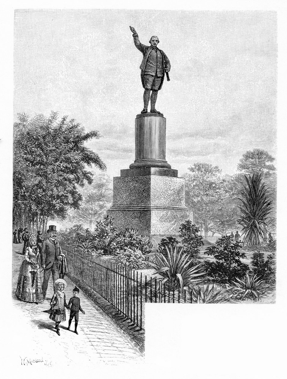 Cooks monument, Hyde Park, Sydney, Australien, 1886. af W. Macleod