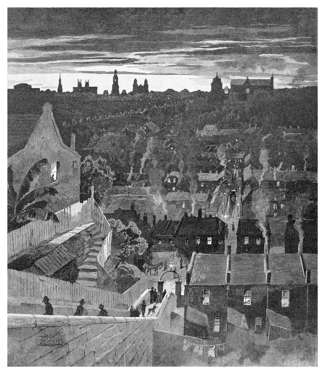 Et glimt af Sydney fra Darlinghurst, New South Wales, Australien, 1886. af W. Mollier