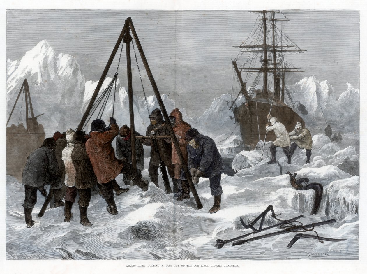 Arctic Life, Cutting a Way Out of the Ice fra Winter Quarters, 1875 af W. Palmer