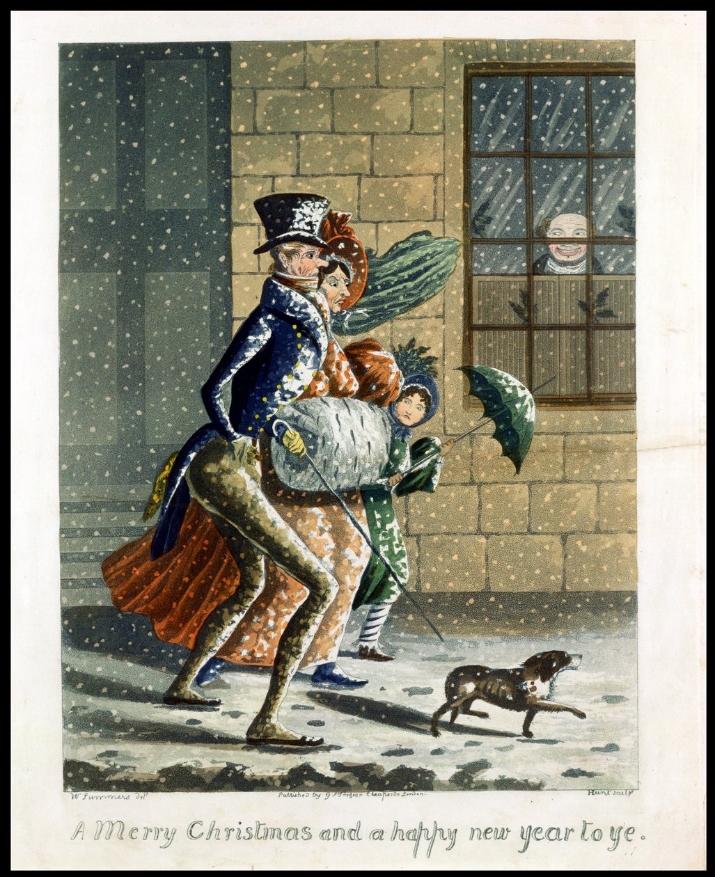 Glædelig jul og godt nytår til Ye, victoriansk julekort af W. Summers