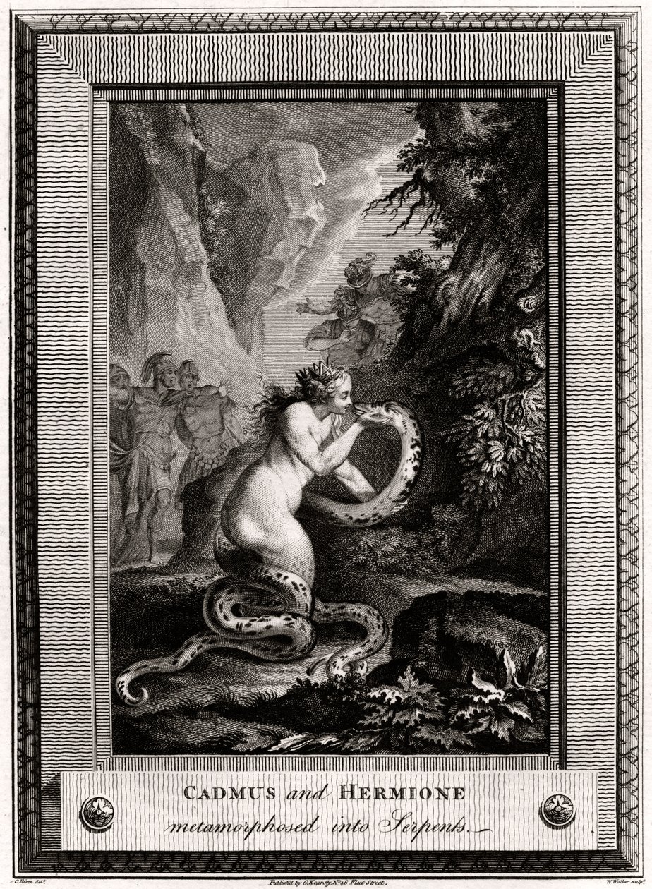 Cadmus og Hermione, metamorfoseret til slanger, 1776 af W. Walker