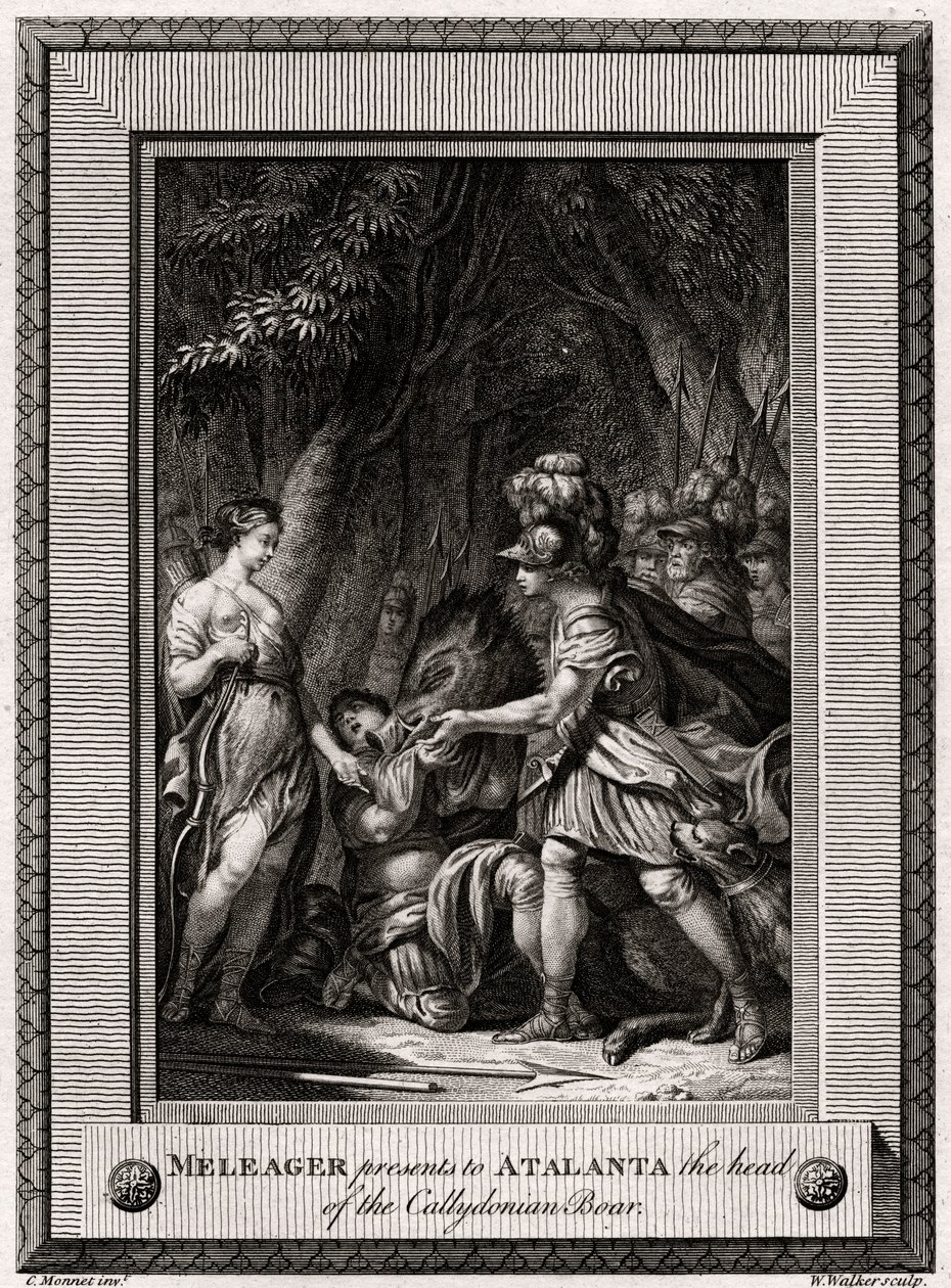 Meleager præsenterer for Atalanta hovedet af Callydonian Boar, 1774 af W. Walker