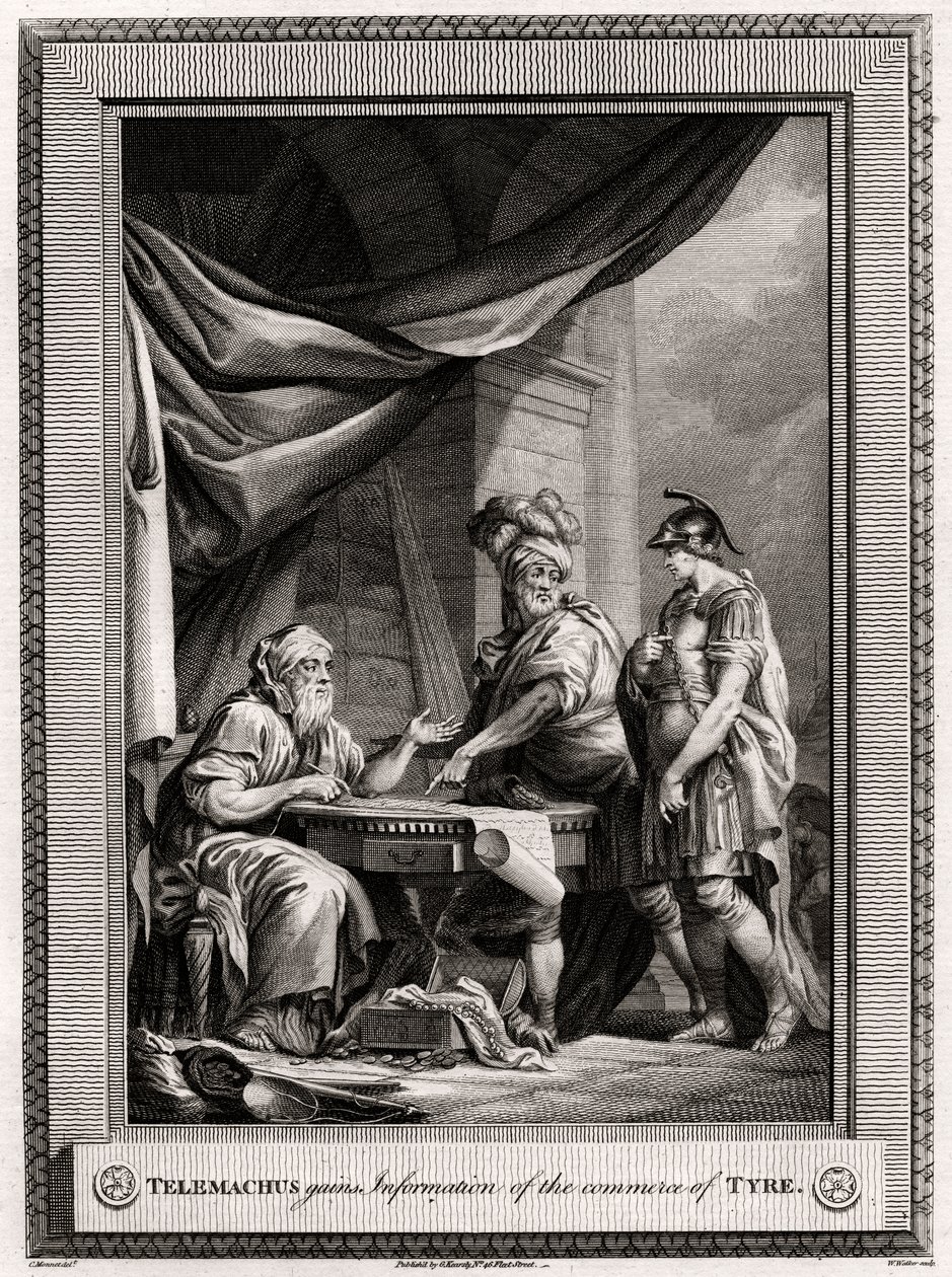 Telemachus får information om handelen i Tyrus, 1775 af W. Walker