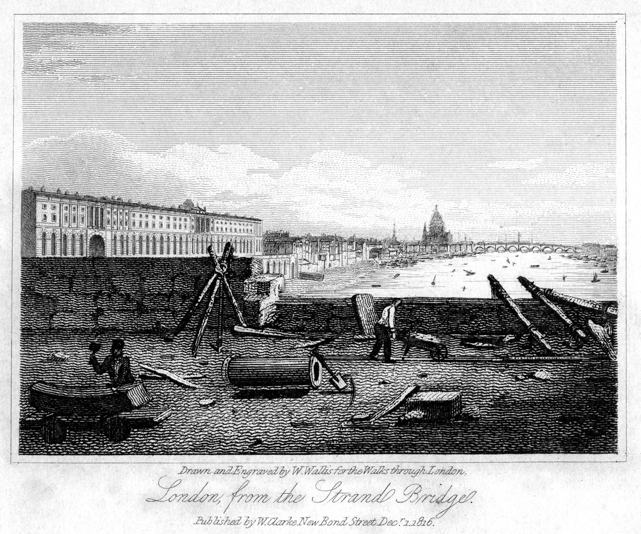 London fra Strand Bridge, 1816. af W. Wallis