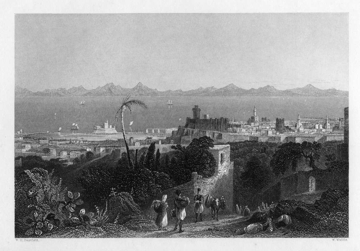 Rhodes, fra Heights nær Sir Sidney Smiths Villa, 1841 af W. Wallis