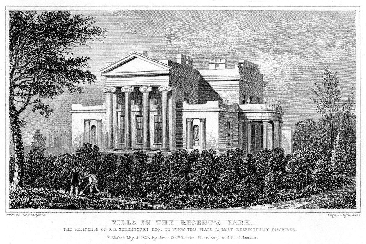 Villa i Regents Park, London, 1827. af W. Wallis