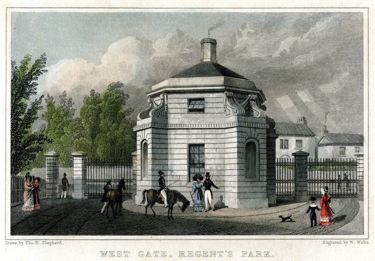 West Gate, Regents Park, London, 1800-tallet. af W. Wallis