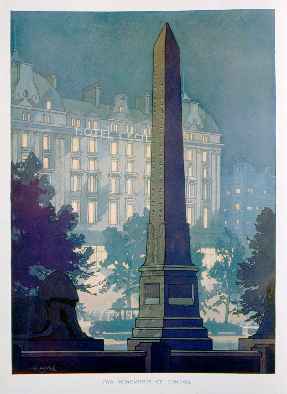 Two Monuments of London, annonce for Hotel Cecil, 1925. af W. Welsh