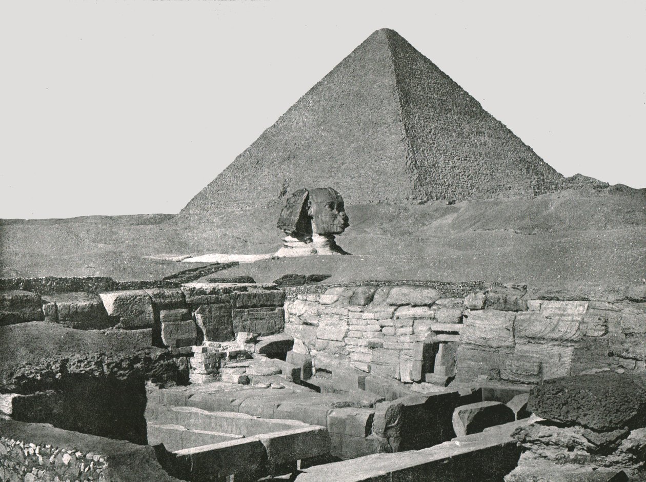 Den store pyramide, sfinxen og Chafeas tempel, Gizeh, Egypten, 1895. af W and S Ltd