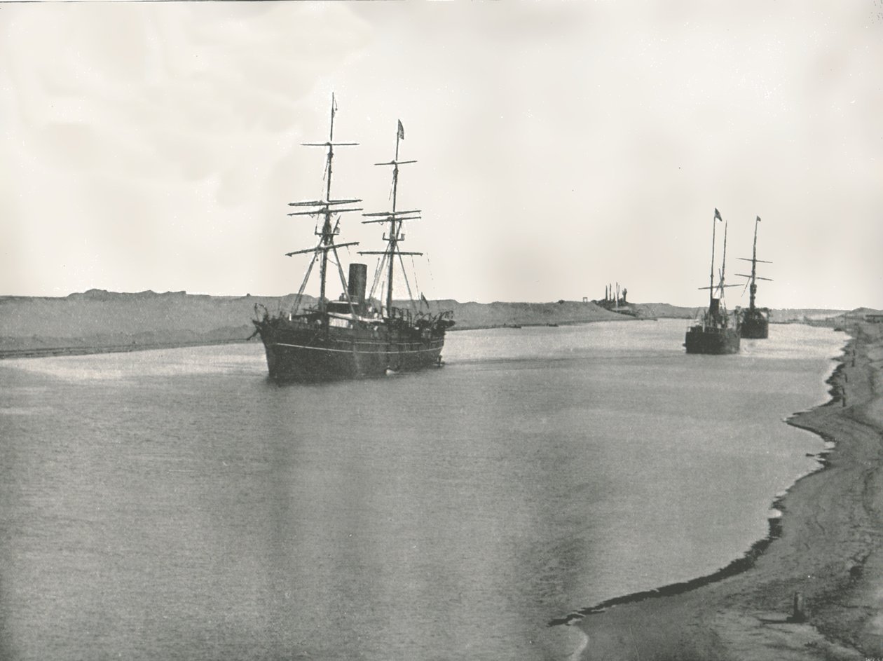 Skibe på Suez-kanalen, Kantara, Egypten, 1895. af W and S Ltd