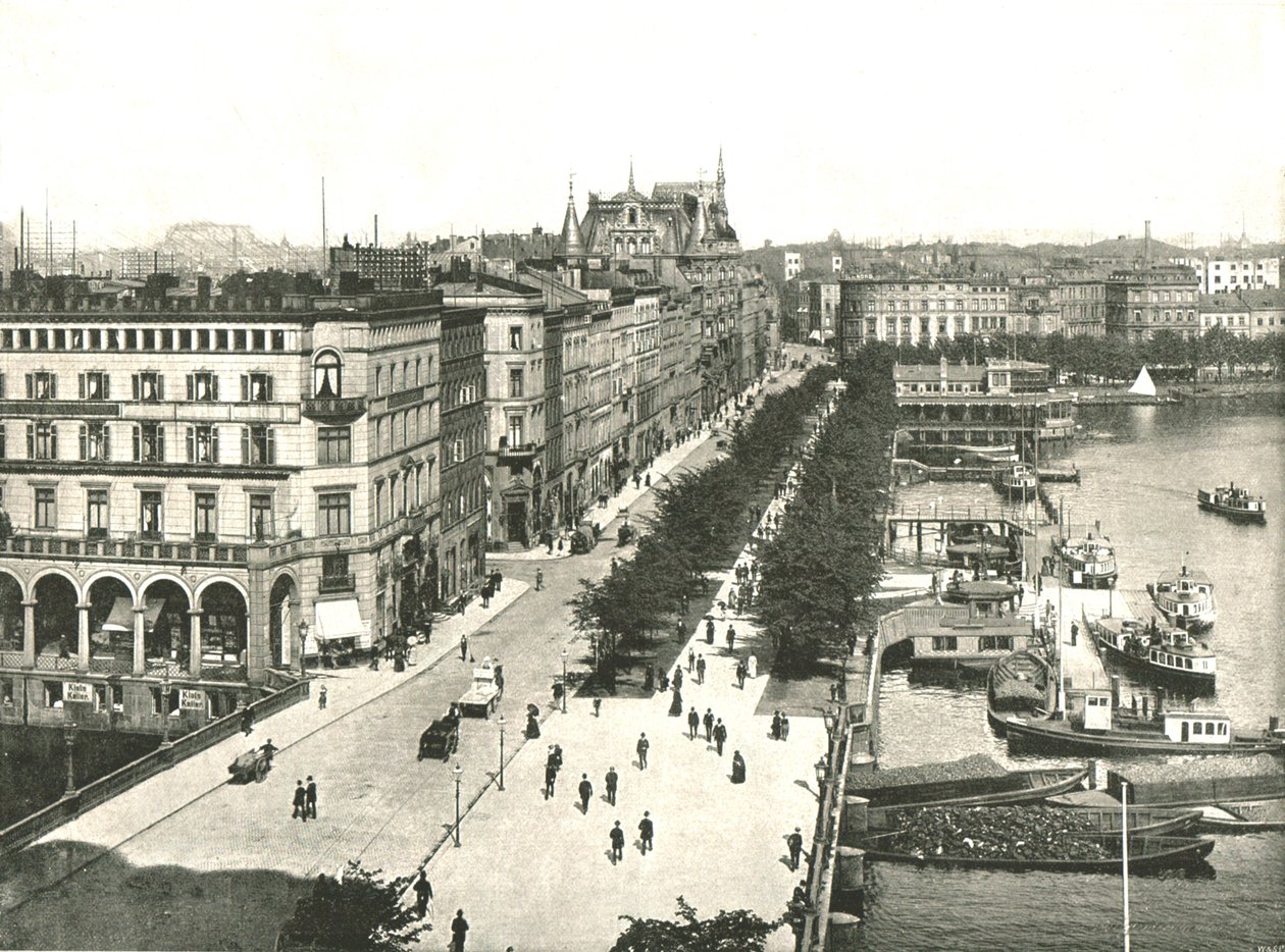 Jungfernstieg, Hamborg, Tyskland, 1895. af W and S Ltd