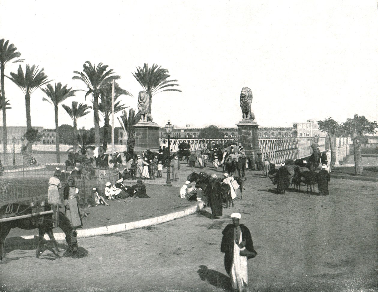 Kasr-el-nil-broen, Kairo, Egypten, 1895. af W and S Ltd