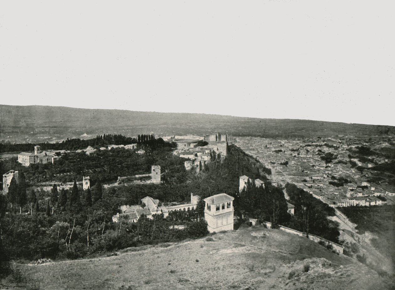 Byen og Alhambra, Granada, Spanien, 1895. af W and S Ltd