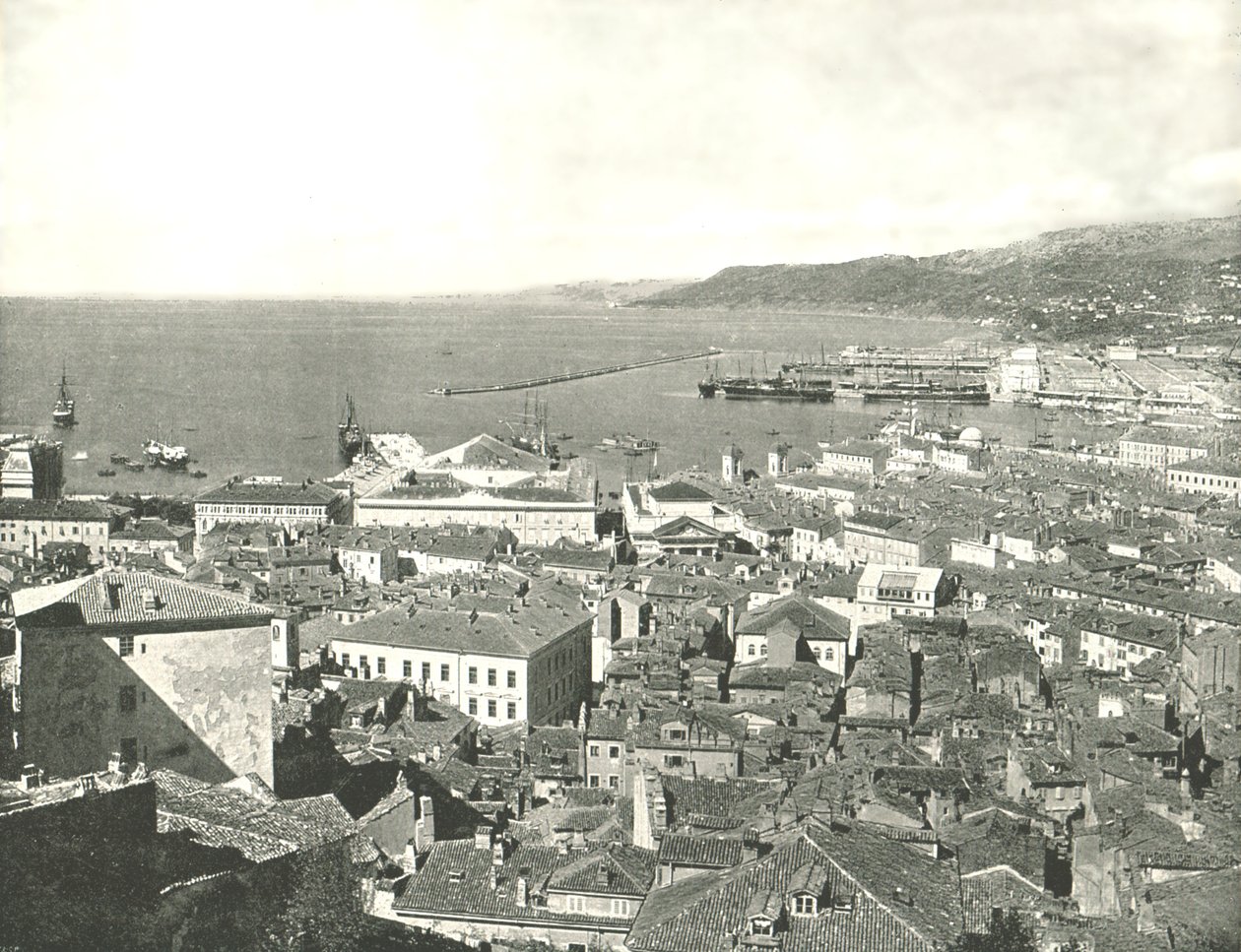 By og havn, Trieste, Italien, 1895. af W and S Ltd