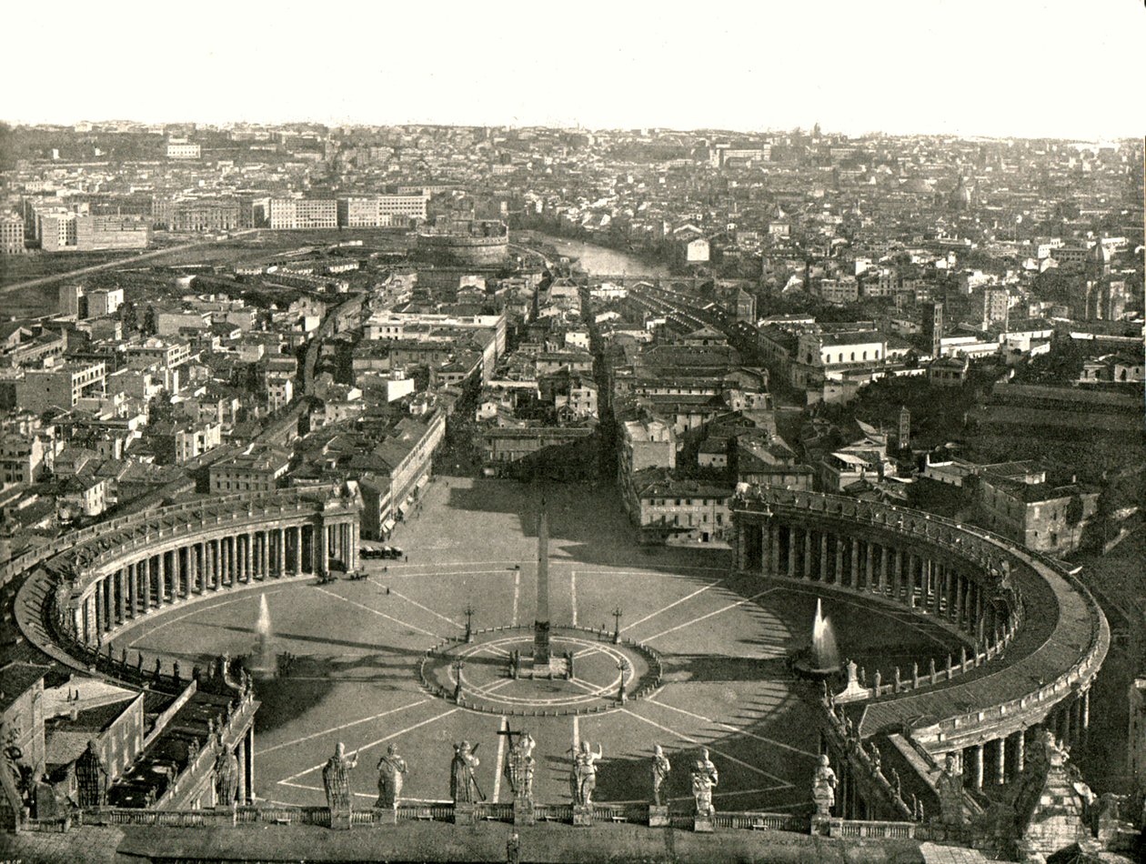 Udsigt fra kuplen St Peters, Rom, Italien, 1895. af W and S Ltd