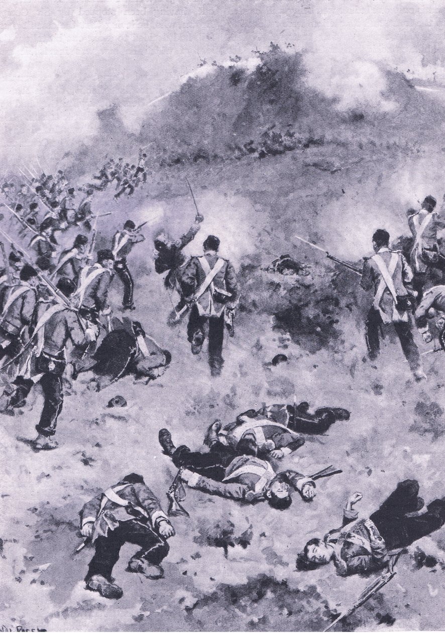Angreb på Redan, illustration fra British Battles on Land and Sea , 1915 af Wal Paget