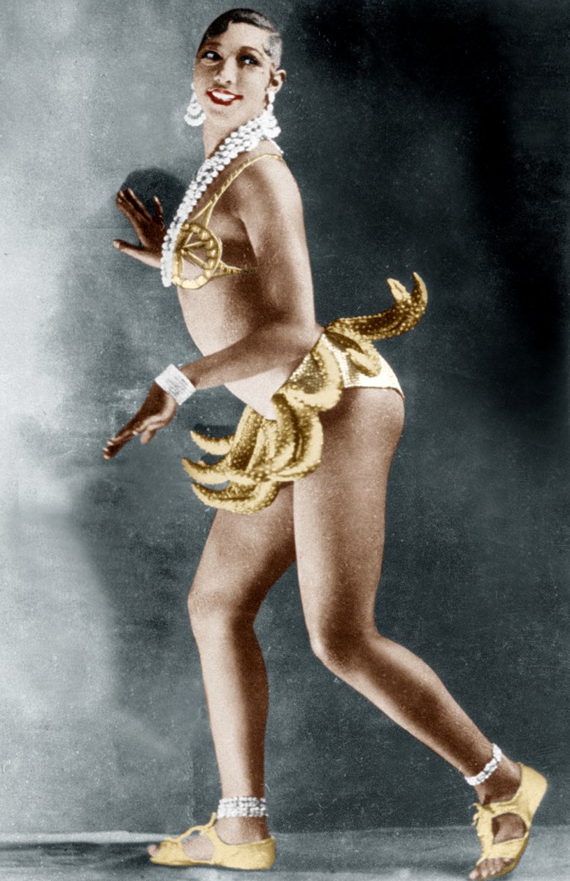 Josephine Baker (1906-1975) på Folies Bergere i Paris med bananbælte af Walery
