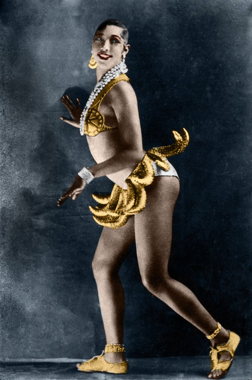 Josephine Baker (1906-1975) i 1925 i Revue Negre på Theatre des Champs-Elysees (Champs Elysees), med sit bananbælte. Foto af Lucien Walery (1863-1935). af Walery