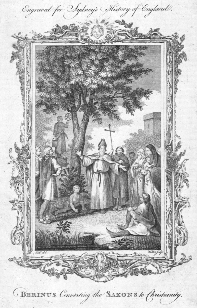 Berinus omvender sakserne til kristendommen., c1774 af Walker