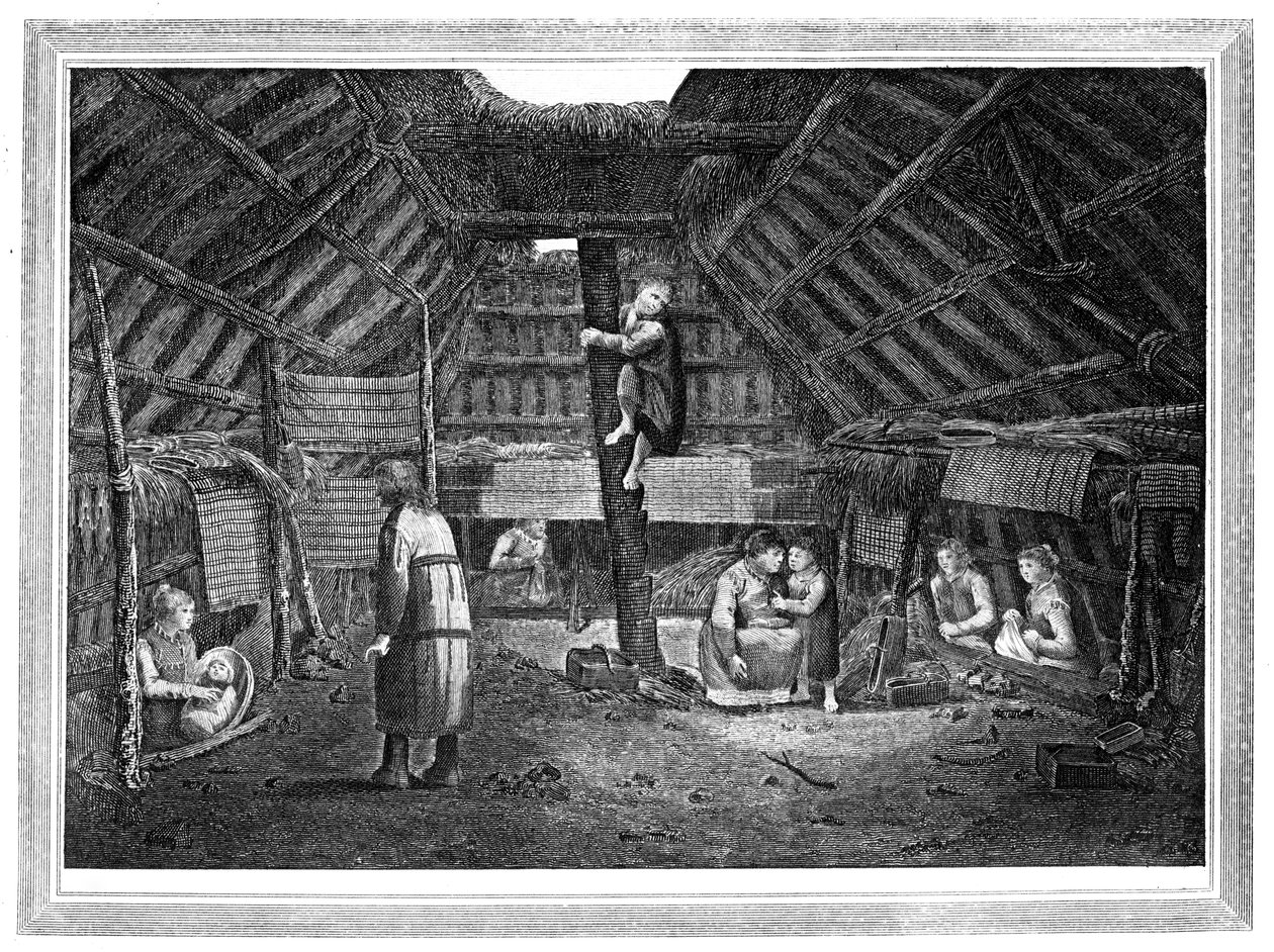 Inde i et hus i Oonalashka, c1776-1779. af Walker