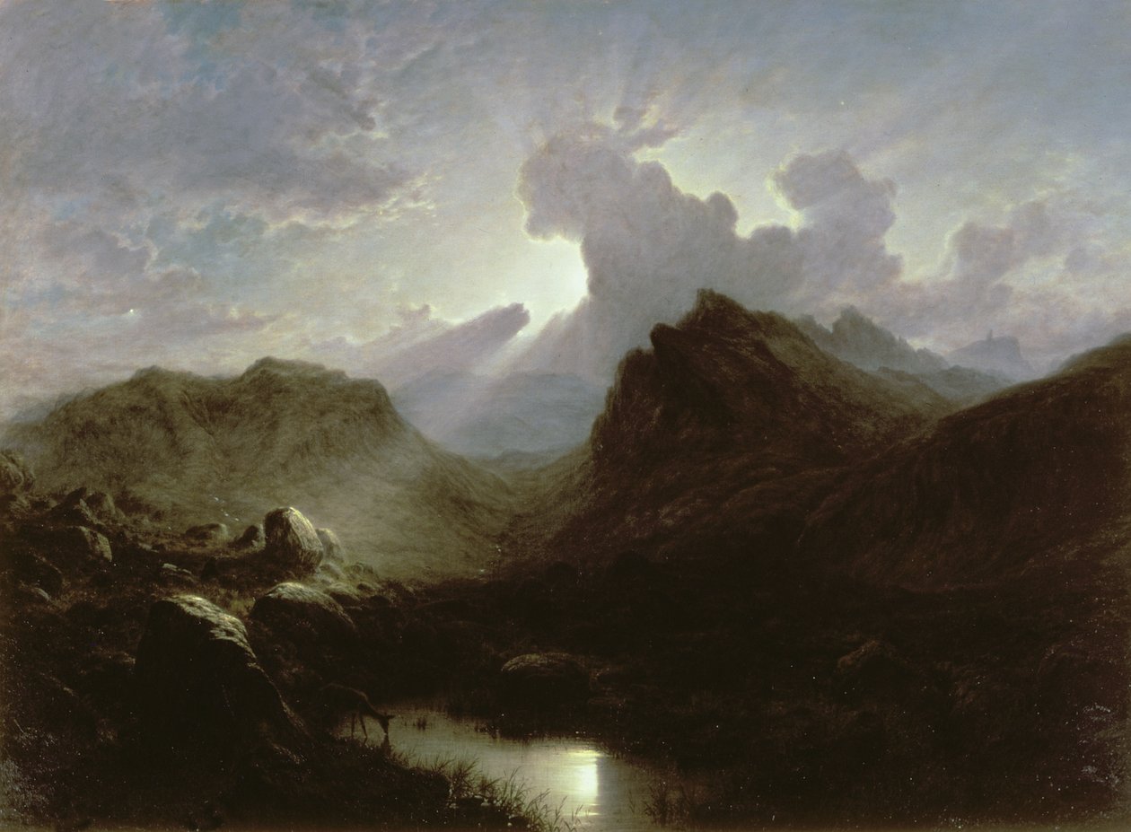 Deer Forest, Skye, Summer Moonlight af Waller Hugh Paton