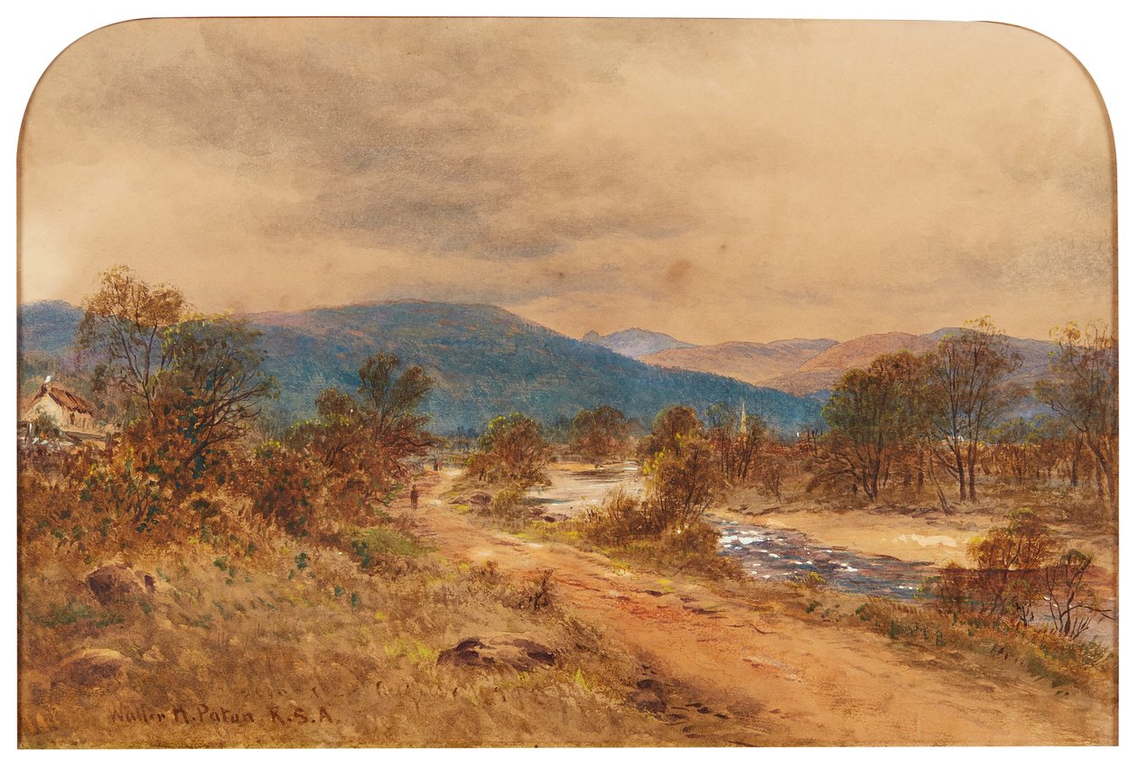The Road to Glen Cluny, Braemar - 1876 (akvarel) af Waller Hugh Paton