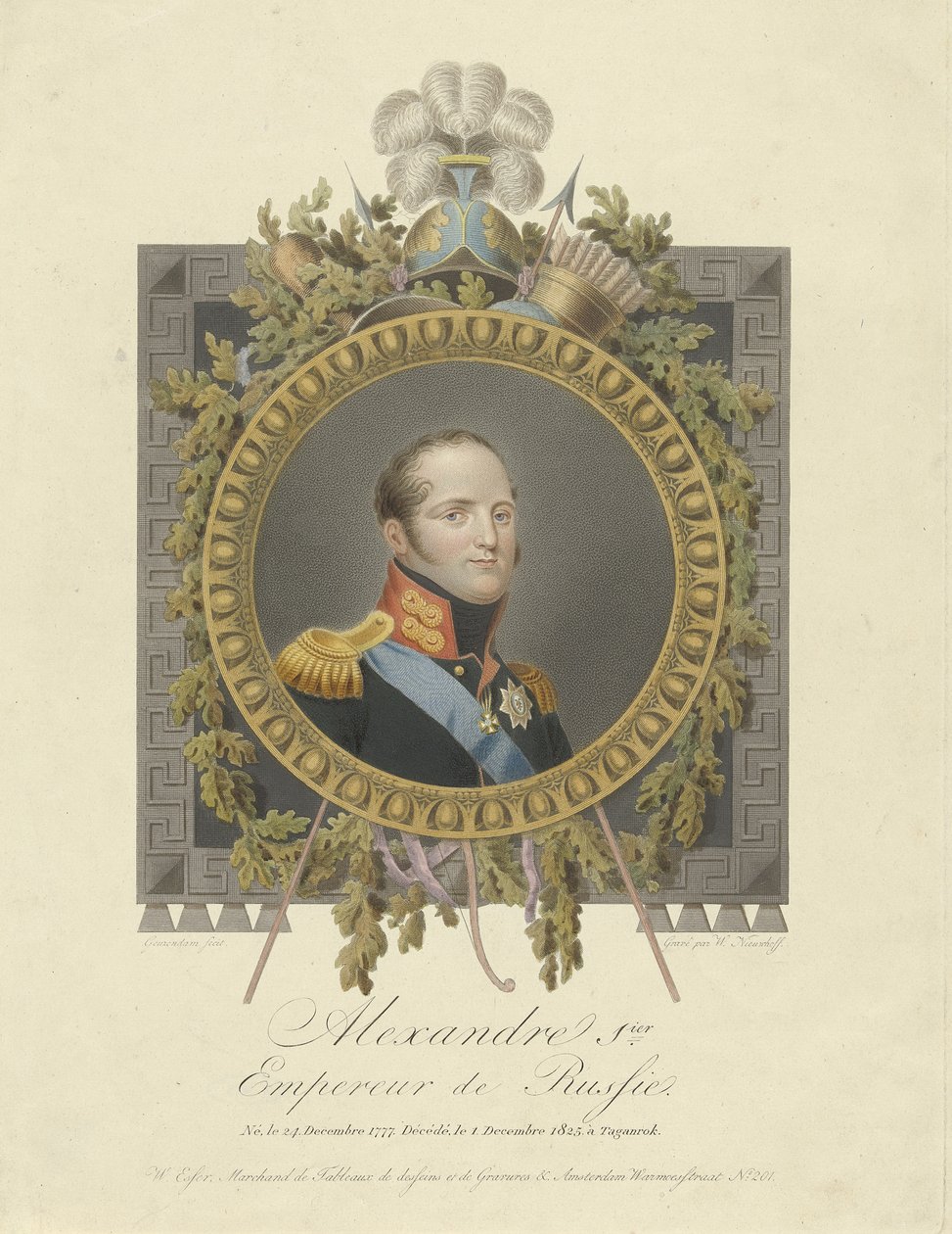 Portræt af kejser Alexander I 1777-1825, 1825 af Walraad Nieuwhoff