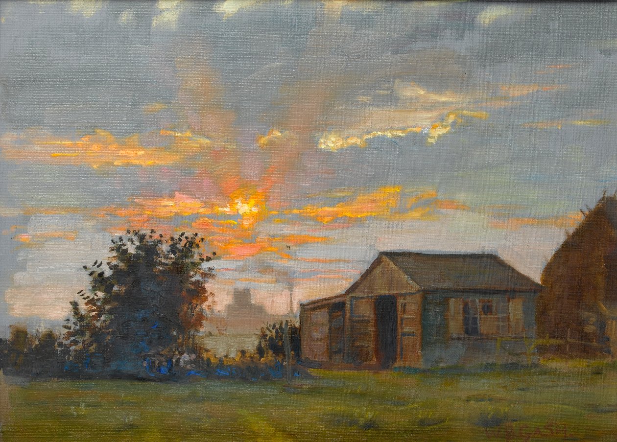 Solnedgang med udsigt over Kettering og kigger mod hr. Timpsons skofabrik af Walter Bonner Gash