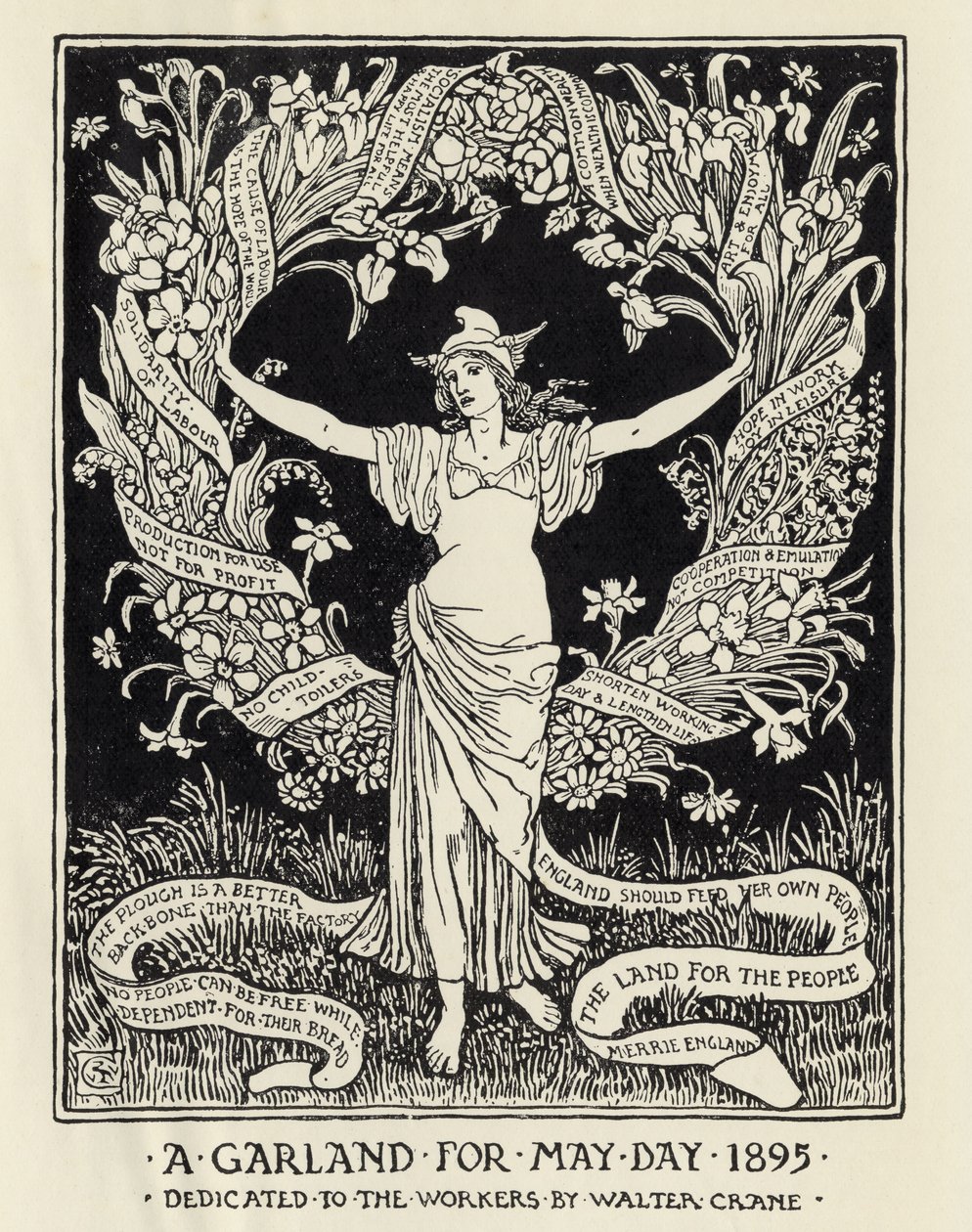 En krans til 1. maj, 1895 af Walter Crane