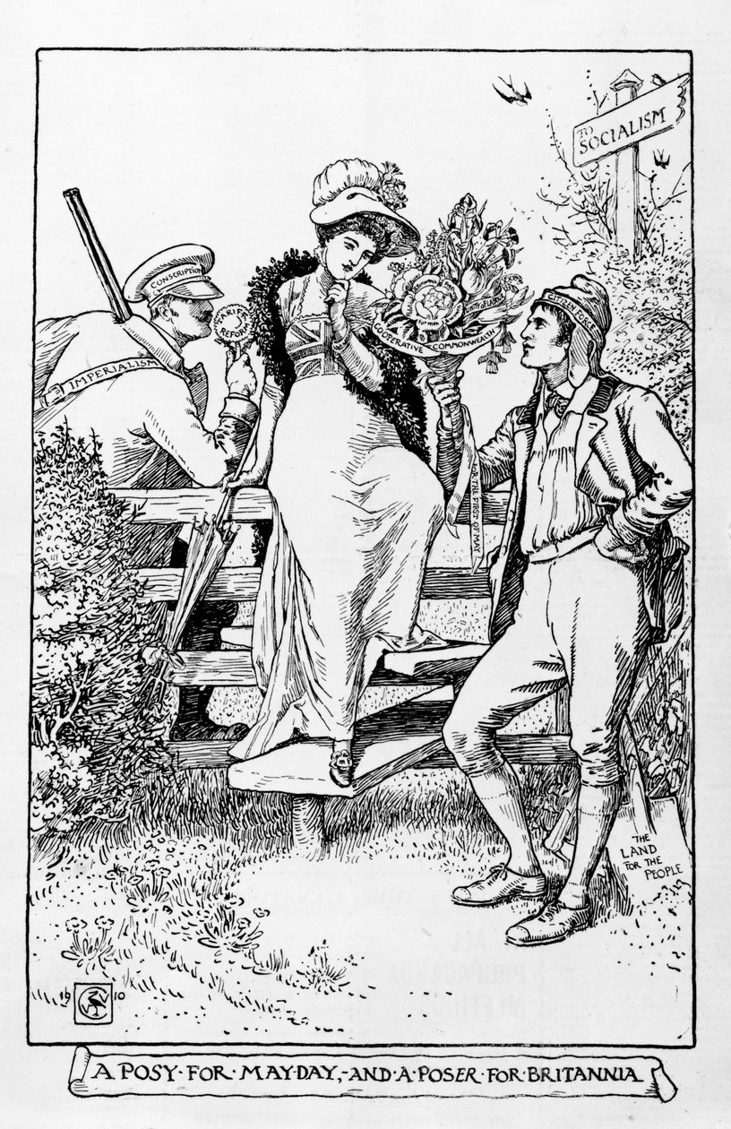 A Posy for Mayday og en poser for Britannia, 1910 af Walter Crane