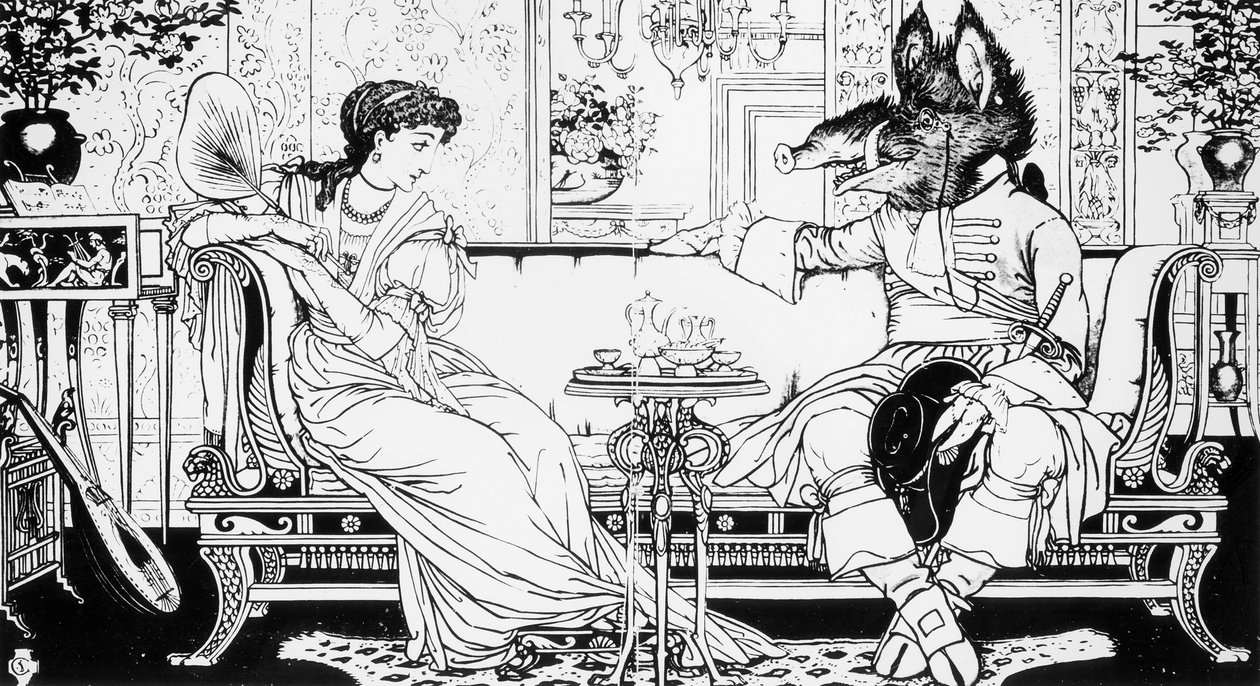 Skønheden og Udyret, 1874 af Walter Crane