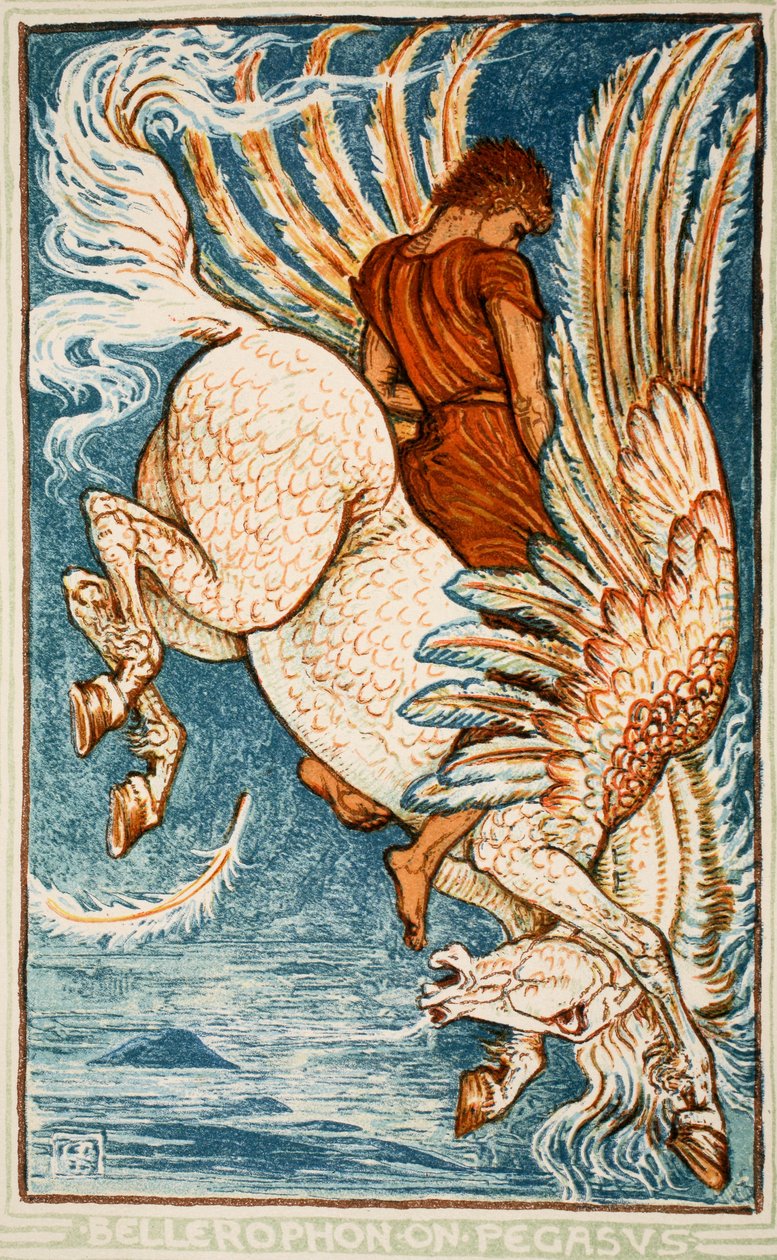 Bellerophon på Pegasus, illustration fra 