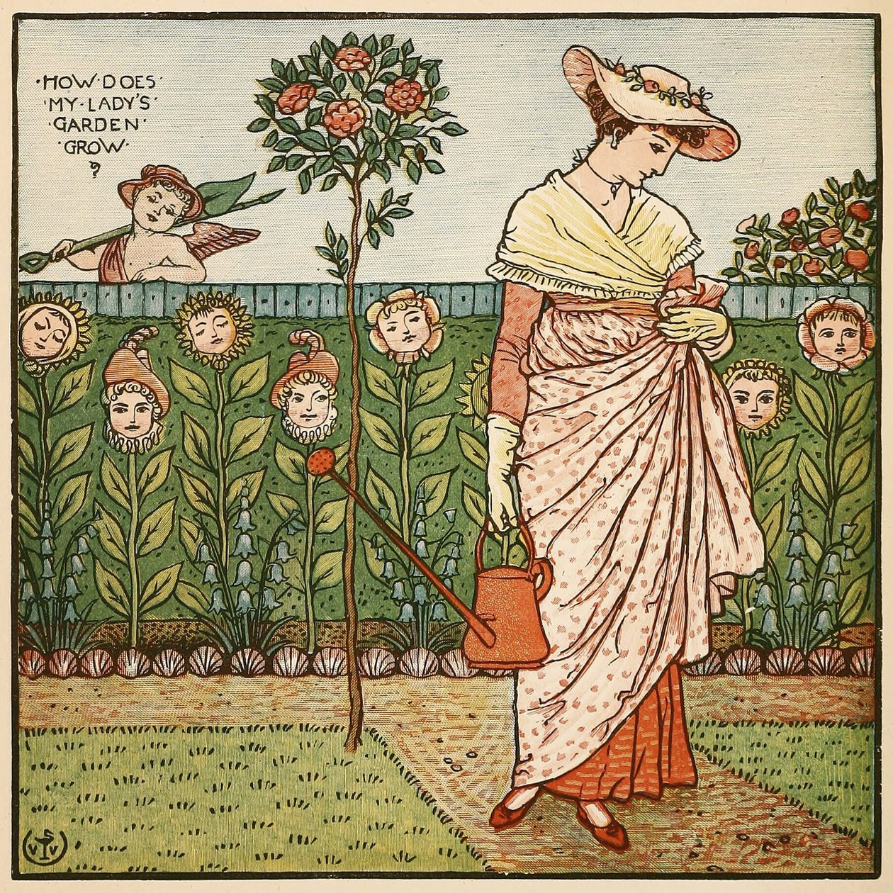How Does My Ladys Garden Grow, fra Walter Cranes Painting Book, pub. 1889 af Walter Crane