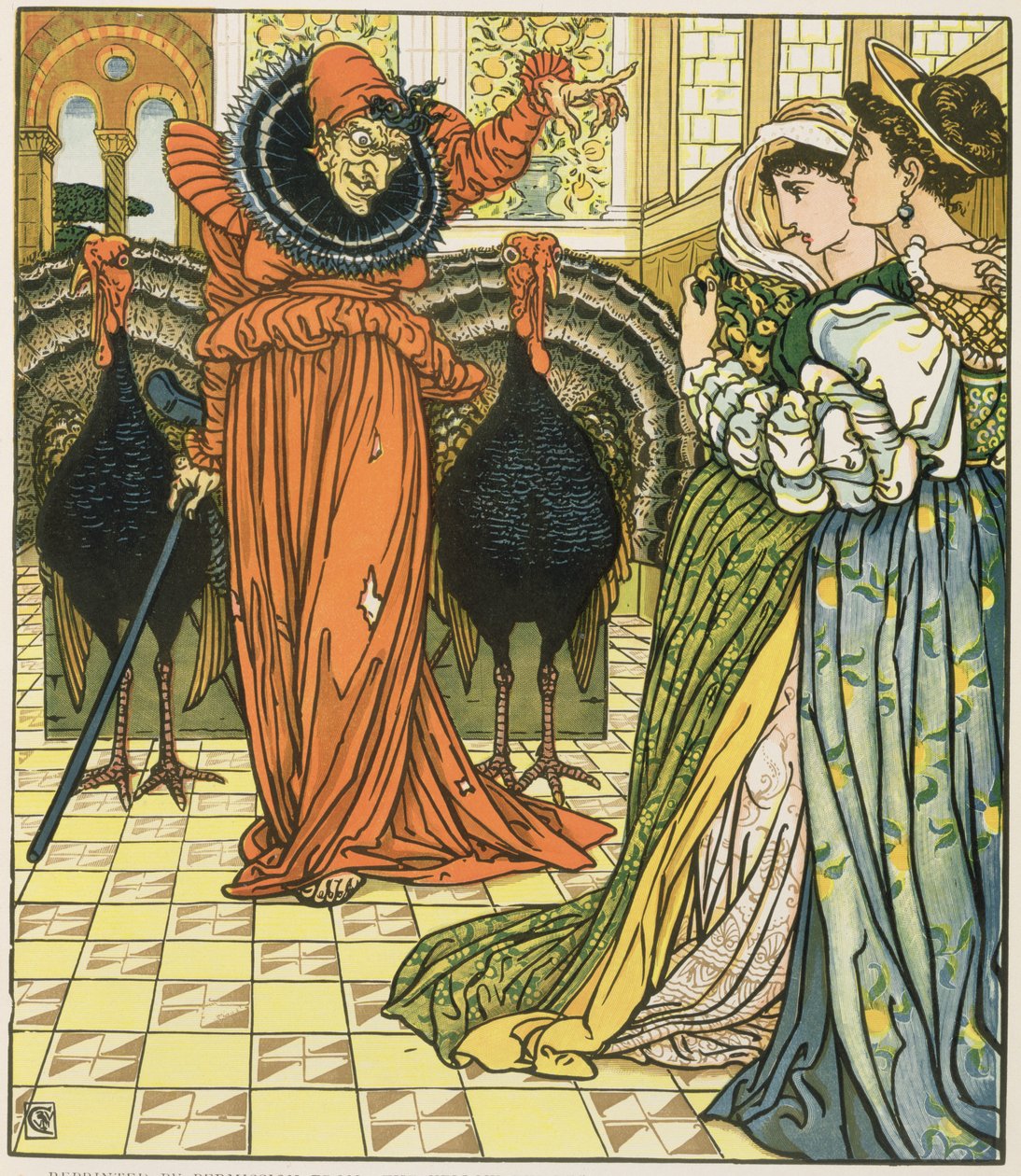 Illustration fra Den gule dværg, første udgave af Walter Crane