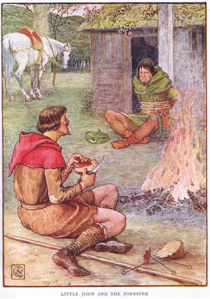 Lille John og skovfogeden, ca.1920 af Walter Crane