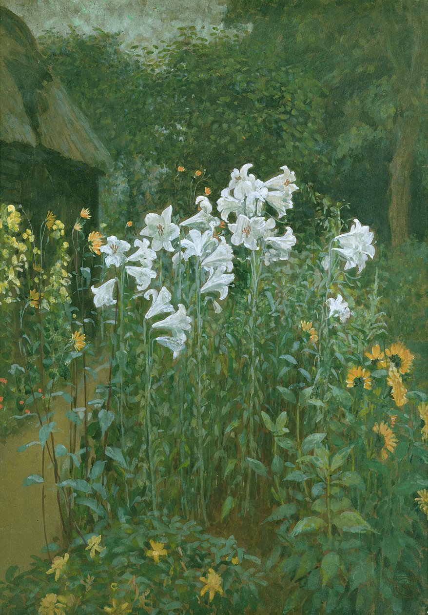 Madonna liljer i en have af Walter Crane