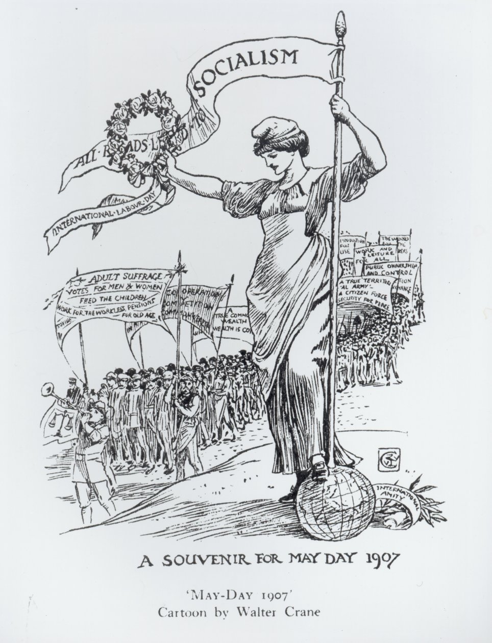 1. maj 1907 (pen og blæk) af Walter Crane