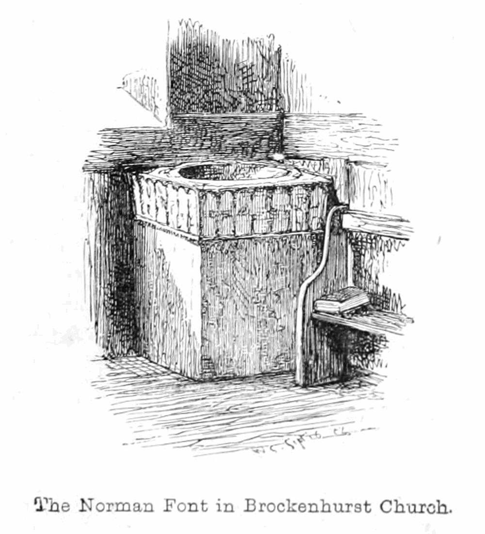 Norman Font i Brockenhurst Church af Walter Crane