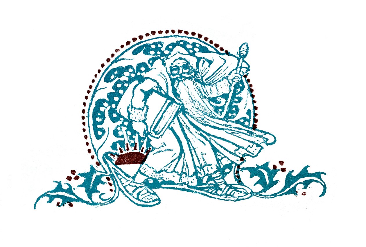 Gammel mand, der går gennem sne af Walter Crane