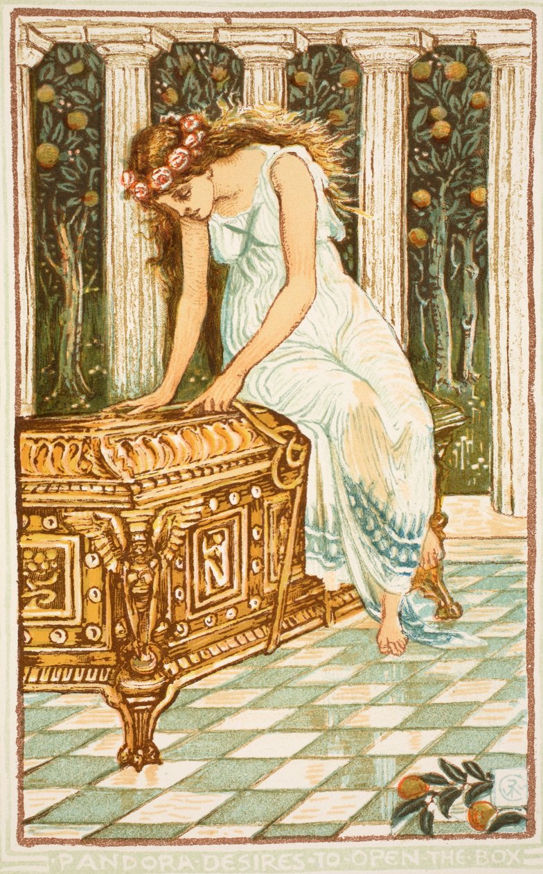 Pandora ønsker at åbne æsken, illustration fra 